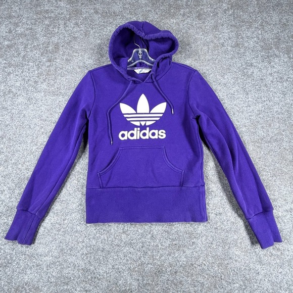 adidas Tops - Adidas Hoodie Womens Small Purple Graphic Print Fleece Lined Rib Trim Athleisure